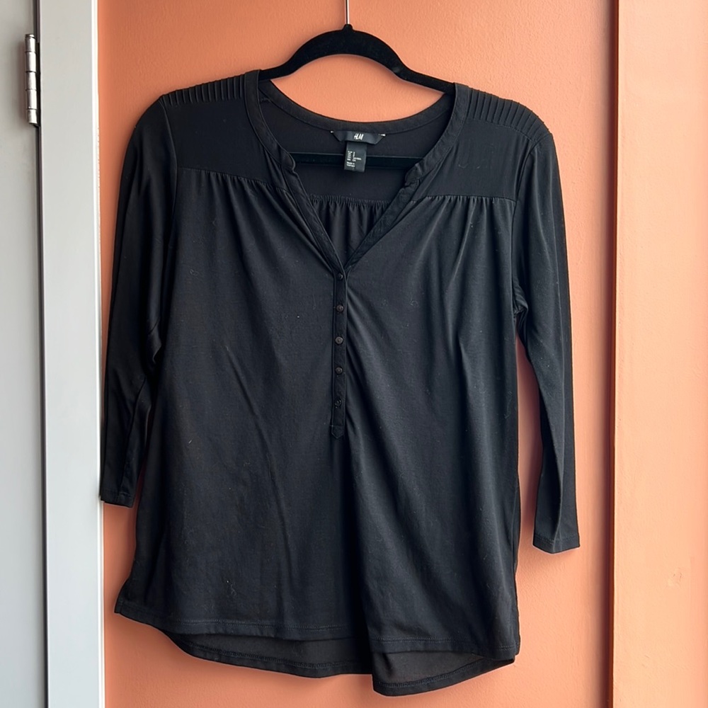 H&M Black Basic Long Sleeve Top
